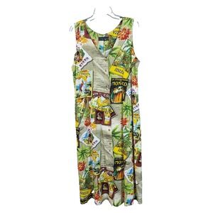 Jams World Tank Maxi Dress Large Painted ‎ Rayon Hawaii Boho Beachy Made Hawaii